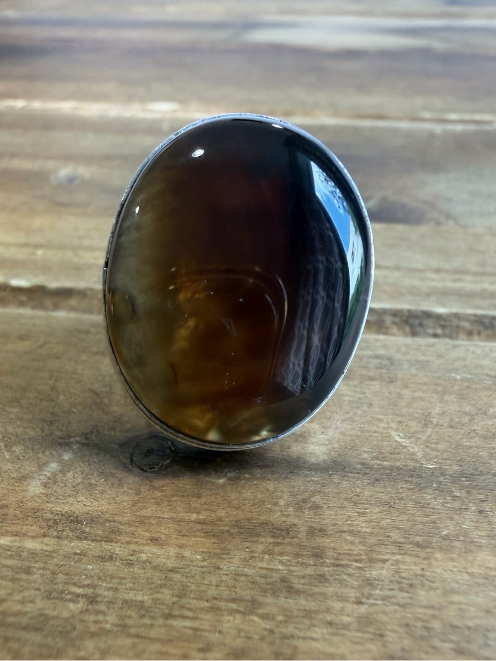Brown Agate Gemstone Ring Size 7 Women Silver Jewelry 925 Plated Vintage Style